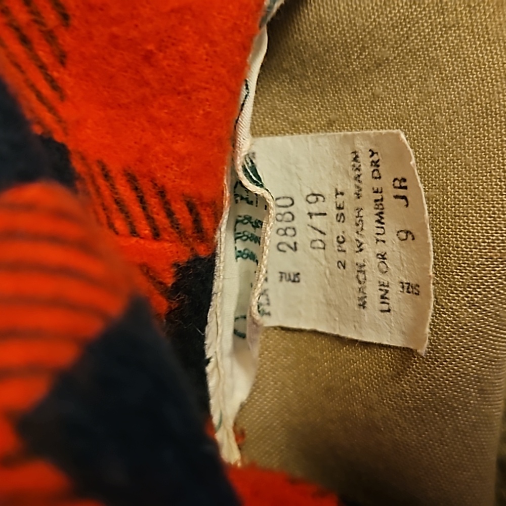 VINTAGE SEARS BAZAAR JACKET 9 JR PLAID TAN RED 70s 80s - Picture 10 of 11